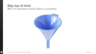 #STAFFING©2013 LinkedIn Corporation. All Rights Reserved. 7
Stay top of mind
88% of members would follow a company
 