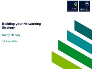 Building your Networking
Strategy
Kathy Harvey
10 June 2014
 