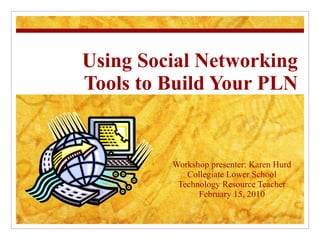 Using Social Networking Tools to Build Your PLN Workshop presenter: Karen Hurd Collegiate Lower School Technology Resource Teacher February 15, 2010 