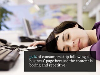 52% of consumers stop following a
business’ page because the content is
boring and repetitive.
#pmlabs
@bryankramer

 