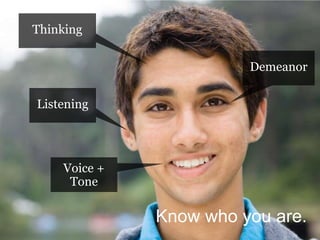 Thinking
Demeanor
Listening

Voice +
Tone
#pmlabs
@bryankramer

Know who you are.

 