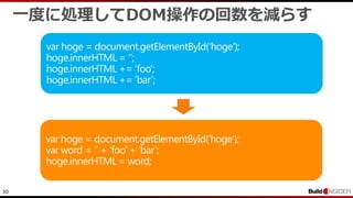 30
一度に処理してDOM操作の回数を減らす
 