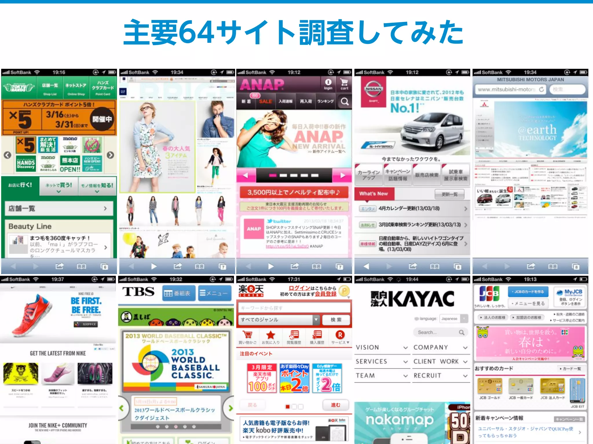 主要64サイト調査してみた
 
