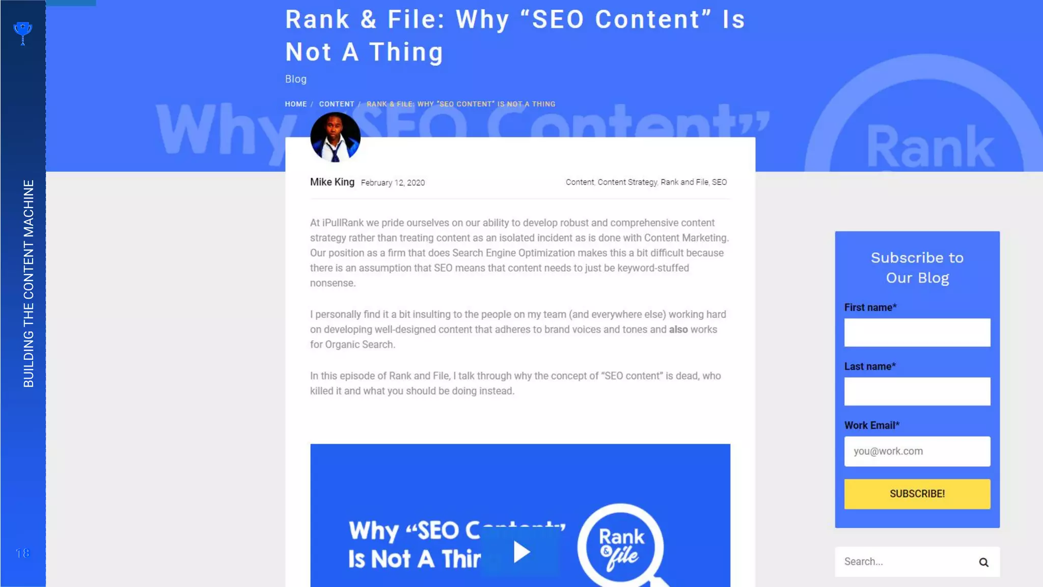 18
18
BUILDING
THE
CONTENT
MACHINE
 