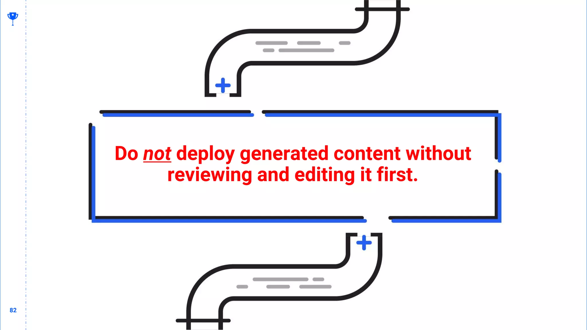 82
82
Do not deploy generated content without
reviewing and editing it first.
 