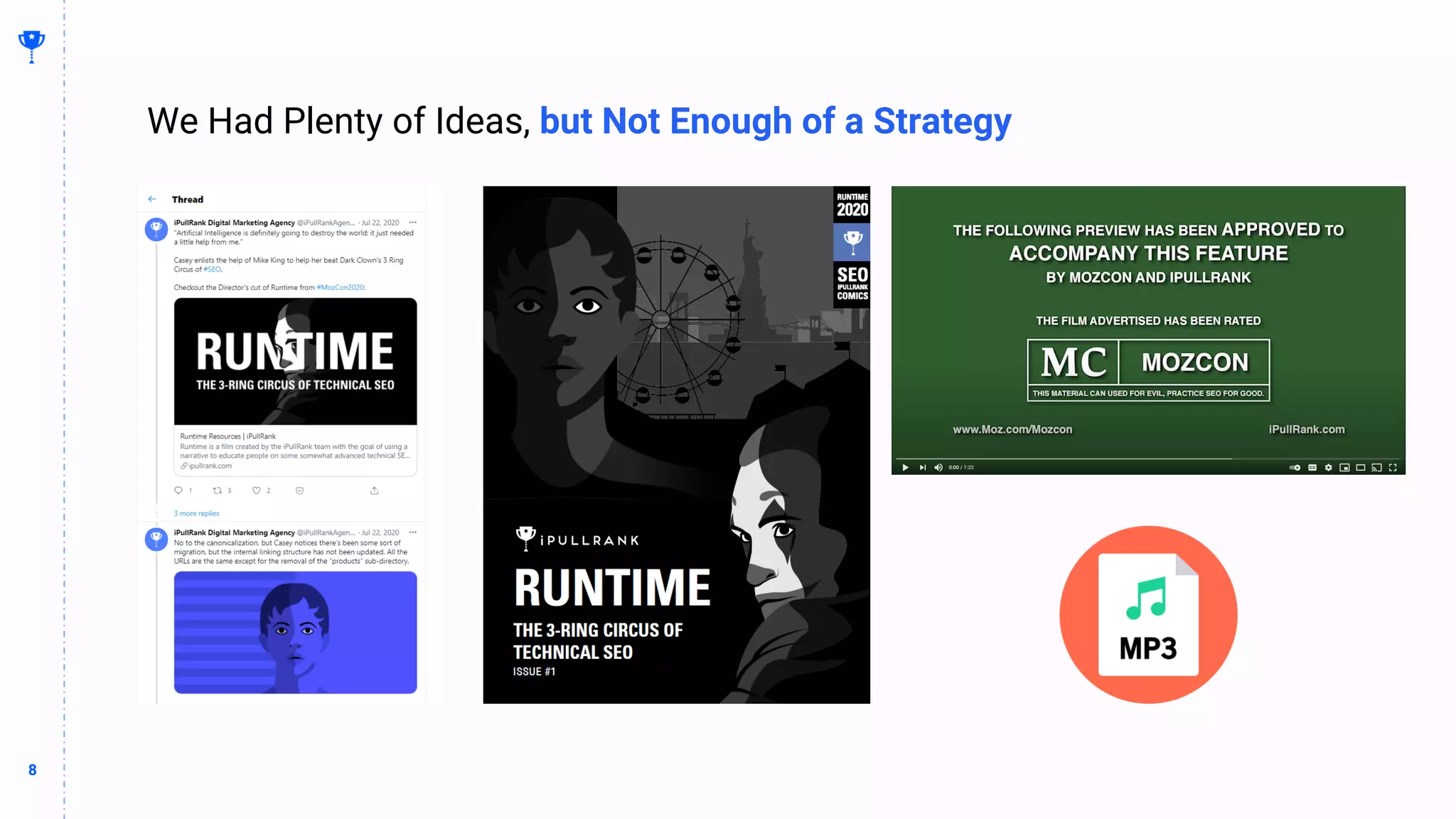 8
8
We Had Plenty of Ideas, but Not Enough of a Strategy
 