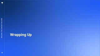 97
Wrapping Up
BUILDING
THE
CONTENT
MACHINE
 