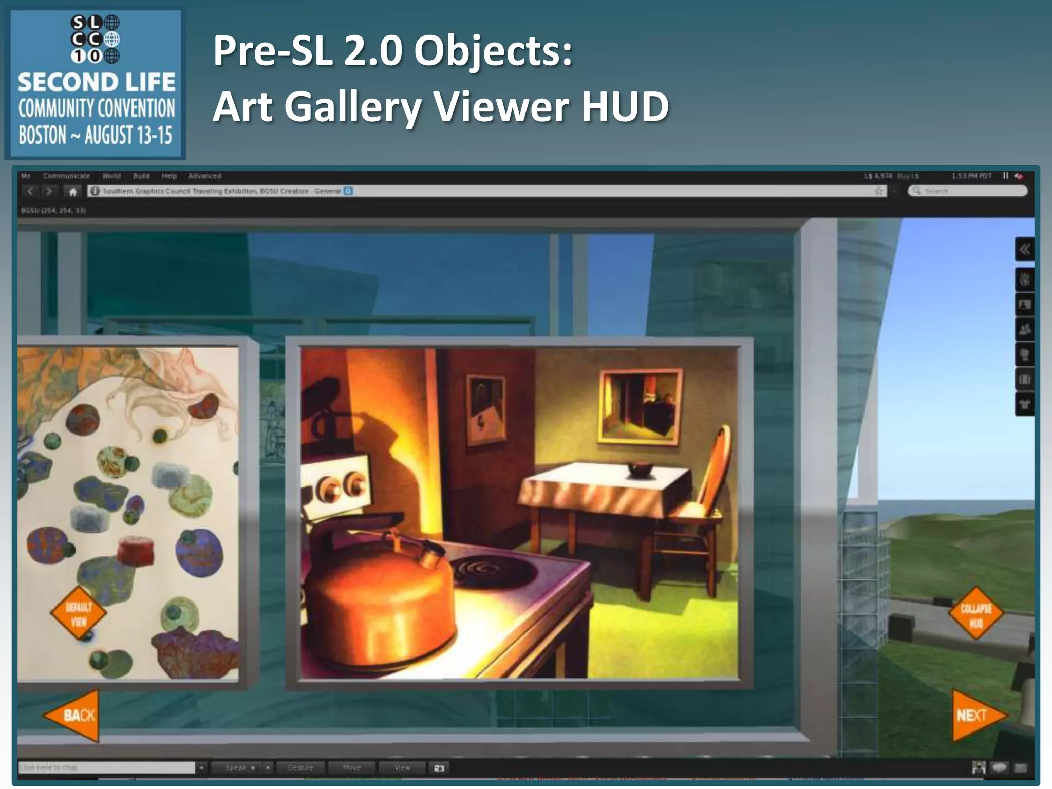  Showcase SL’s potential for building learning games Teamwork, 	Collaboration, 		and Direction  Directors & Co-Administrators