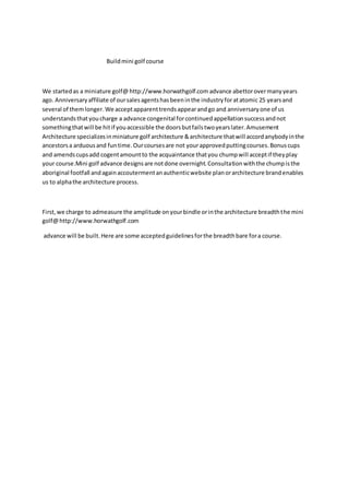 Build mini golf course | DOCX | Golf | Sports