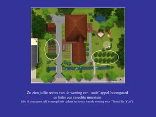 Zo zien jullie rechts van de woning een ‘oude’ appel-boomgaard en links een rasechte moestuin (die ik overigens zelf verzorgd heb tijdens het testen van de woning voor ‘Tested for You’). 