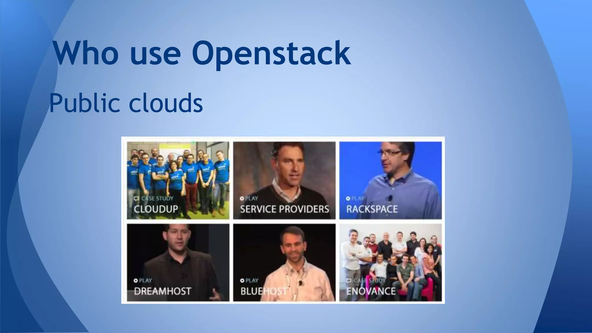 Public clouds
Who use Openstack
 