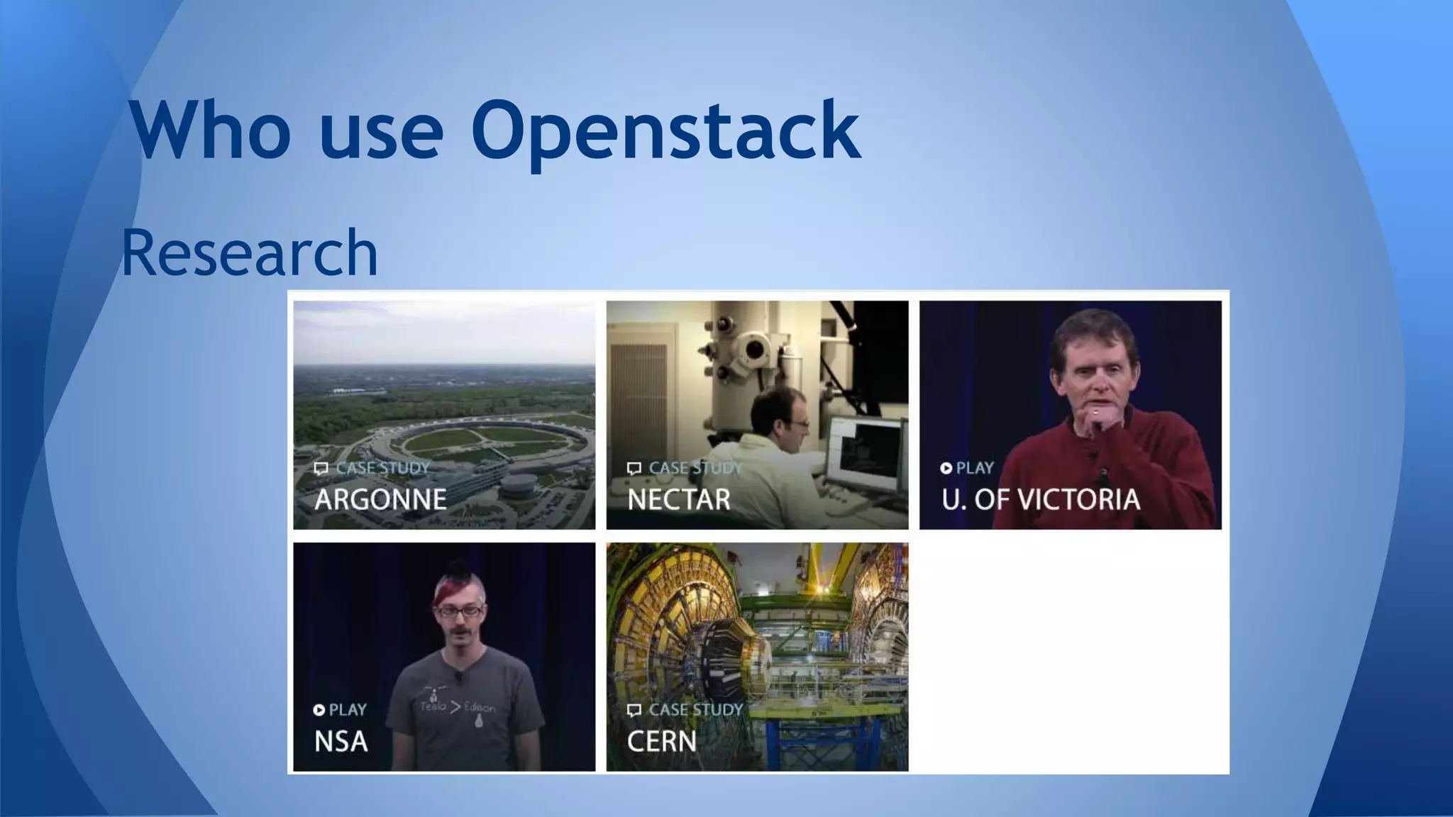 Research
Who use Openstack
 