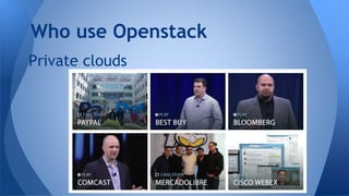Private clouds
Who use Openstack
 