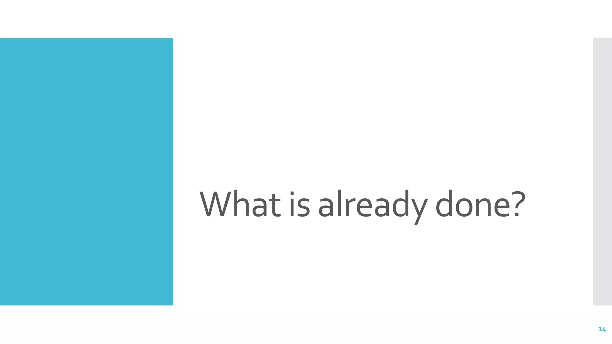 What is already done?
14
 
