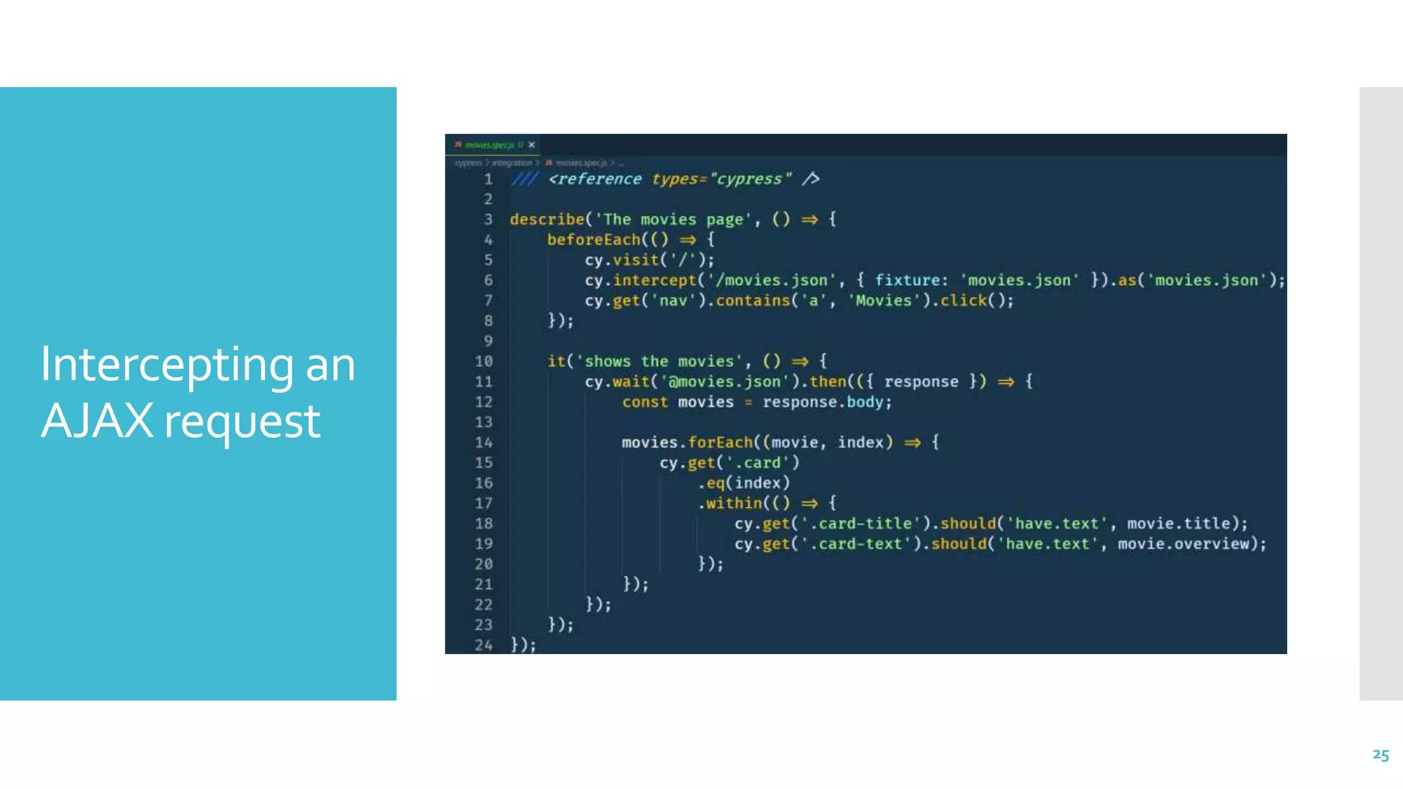 Intercepting an
AJAX request
25
 