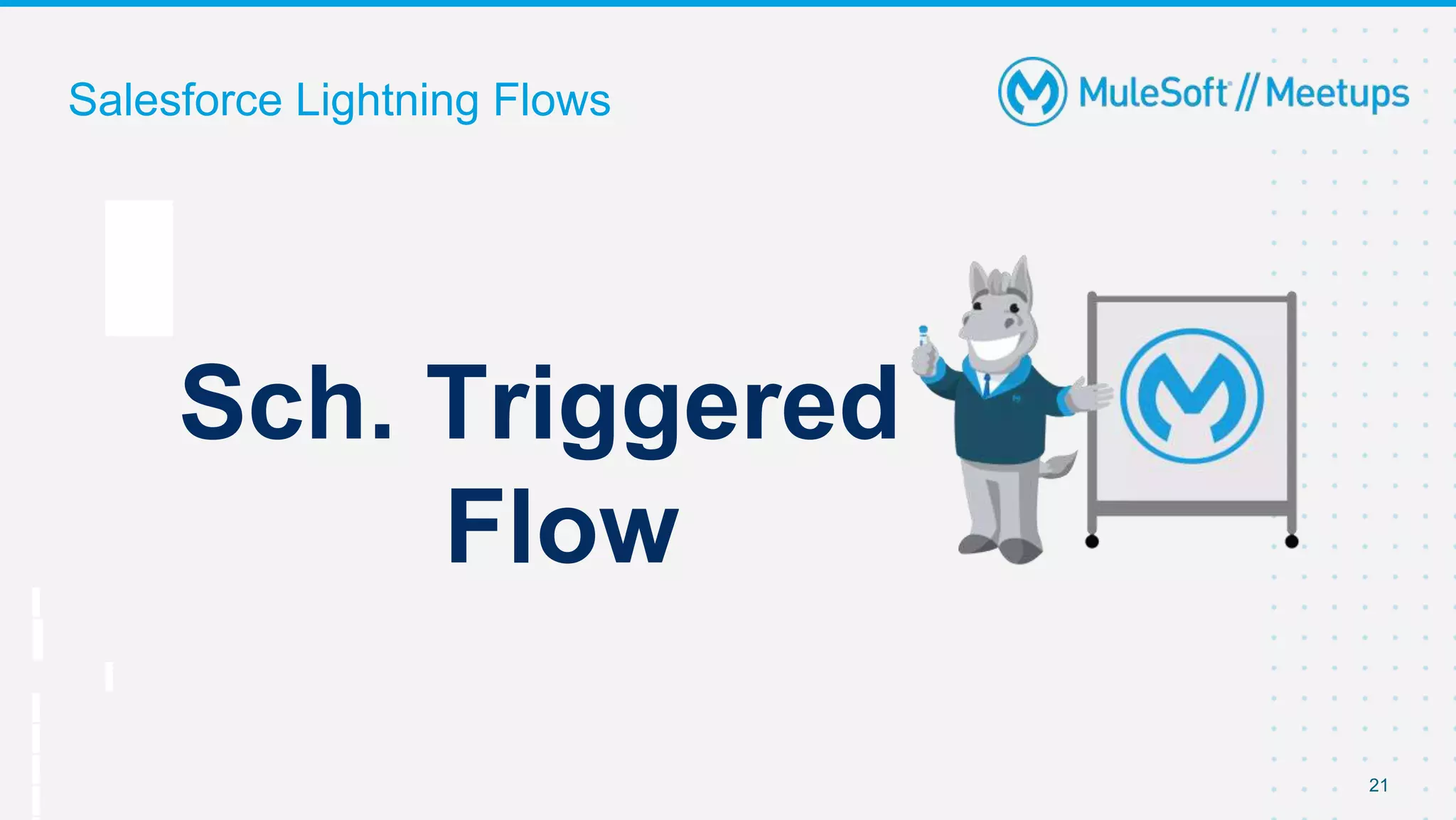 Salesforce Lightning Flows
21
Sch. Triggered
Flow
 