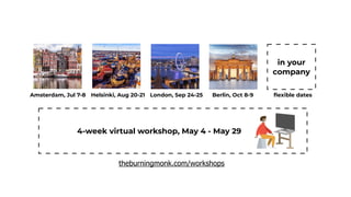 theburningmonk.com/workshops
in your
company
ﬂexible datesHelsinki, Aug 20-21 London, Sep 24-25 Berlin, Oct 8-9
4-week virtual workshop, May 4 - May 29
Amsterdam, Jul 7-8
 