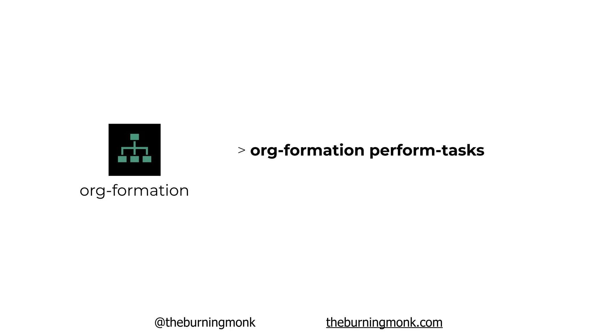 @theburningmonk theburningmonk.com
org-formation
> org-formation perform-tasks
 