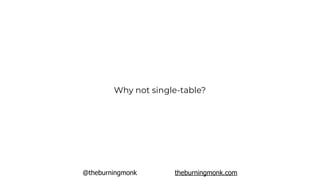 @theburningmonk theburningmonk.com
Why not single-table?
 