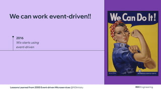 Lessons Learned from 2000 Event-driven Microservices @NSilnitsky
2016
Wix starts using
event-driven
We can work event-driven!!
 