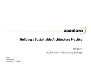 Building a Sustainable Architecture Practice 
Jeff Scott 
VP/ Business & Technology Strategy 
MACC 
Minneapolis 
November 13th, 2014 
 