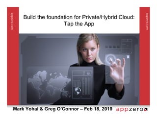 Build the foundation for Private/Hybrid Cloud:
                    Tap the App




Mark Yohai & Greg O’Connor – Feb 18, 2010
 