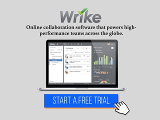 Online collaboration software that powers high-
performance teams across the globe.
Start a Free Trial
 