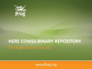 HERE COMES BINARY REPOSITORY
The Right Tool for the Job
 