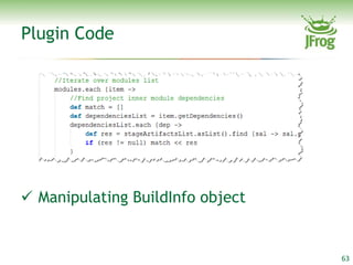 Plugin Code




 Manipulating BuildInfo object


                                  63
 