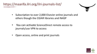 Making ILRI research accessible and open through CGSpace