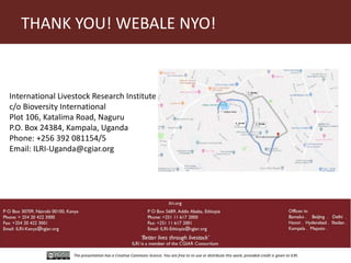 Boosting Uganda’s Investments in Livestock Development (2019-2023): Introducing the Antimicrobial Resistance (AMR) component 
