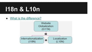 I18n & L10n
● What is the difference?
 