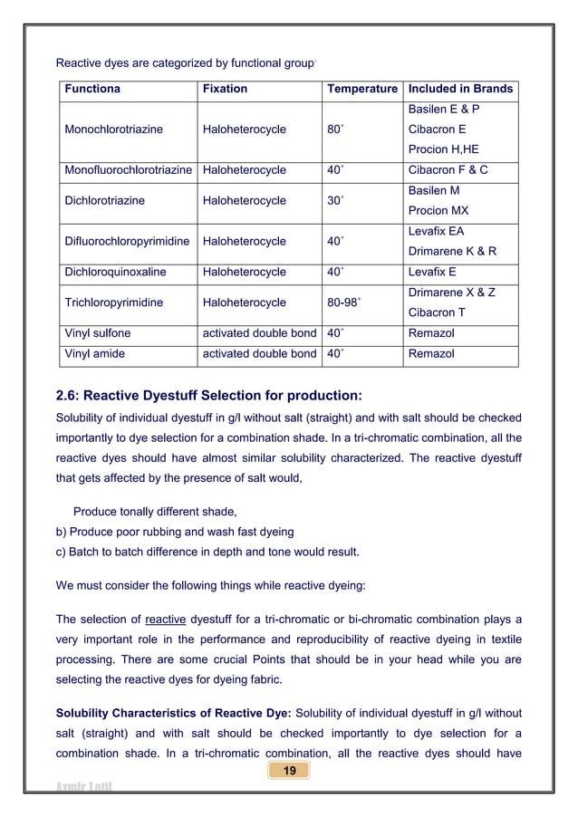 Color fastness properties of different reactive dyes PDF