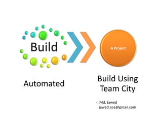 Build             A Project




            Build Using
Automated
             Team City
            -: Md. Jawed
              jawed.ace@gmail.com
 