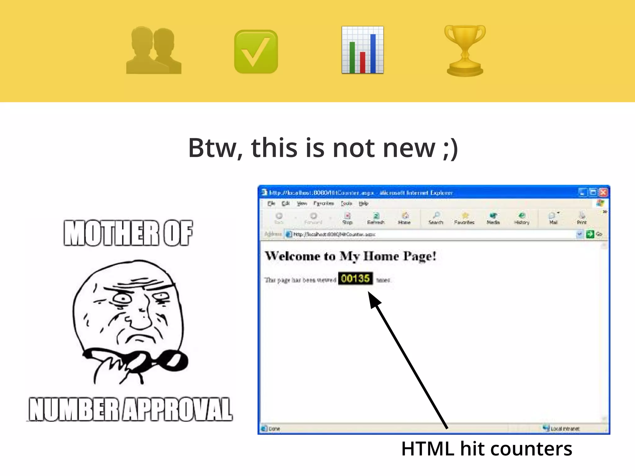 HTML hit counters
Btw, this is not new ;)
 