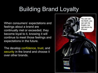 Building Brand Loyalty When consumers’ expectations and feelings about a brand are continually met or exceeded, they becom...