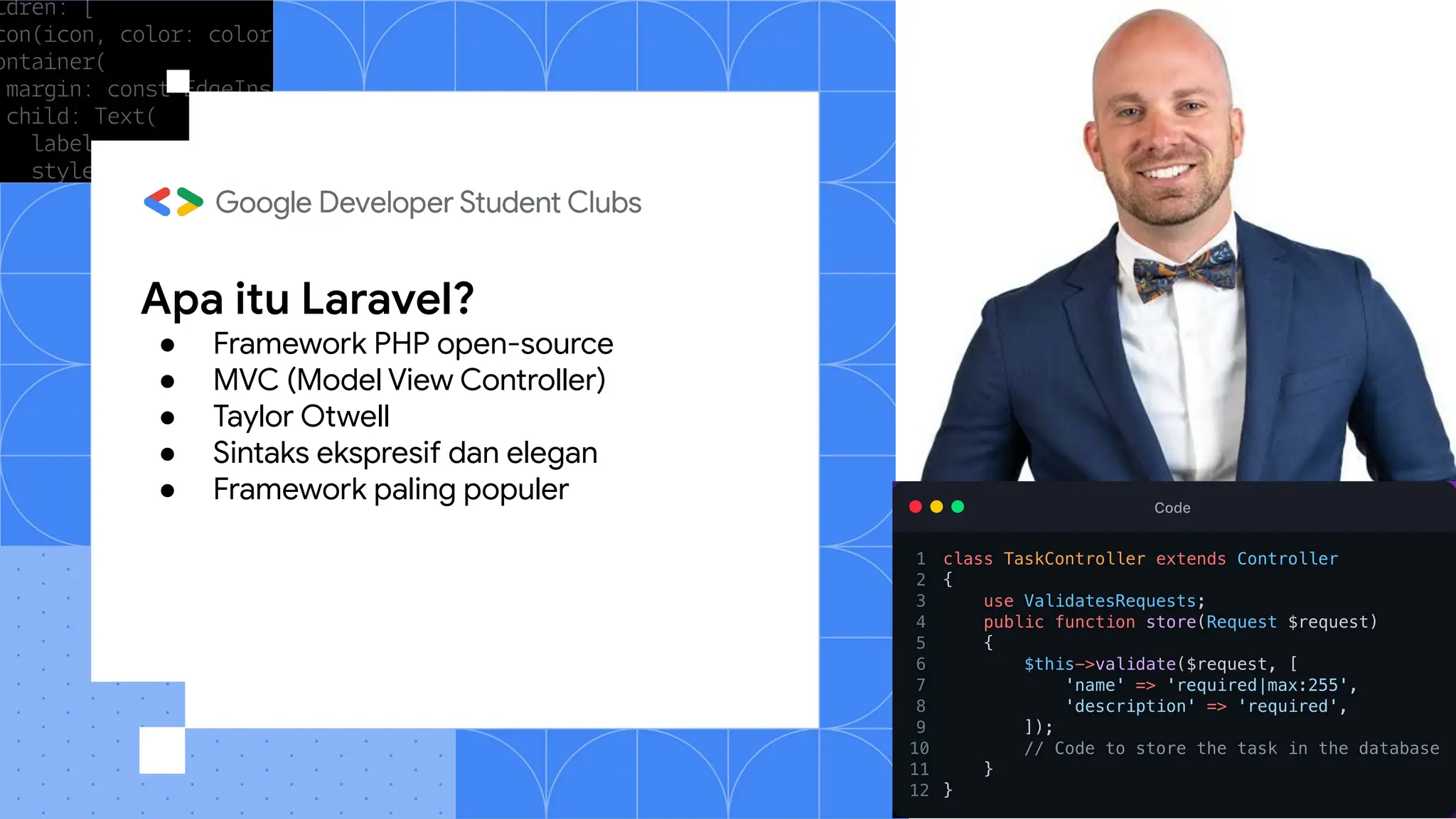 Apa itu Laravel?
● Framework PHP open-source
● MVC (Model View Controller)
● Taylor Otwell
● Sintaks ekspresif dan elegan
● Framework paling populer
 