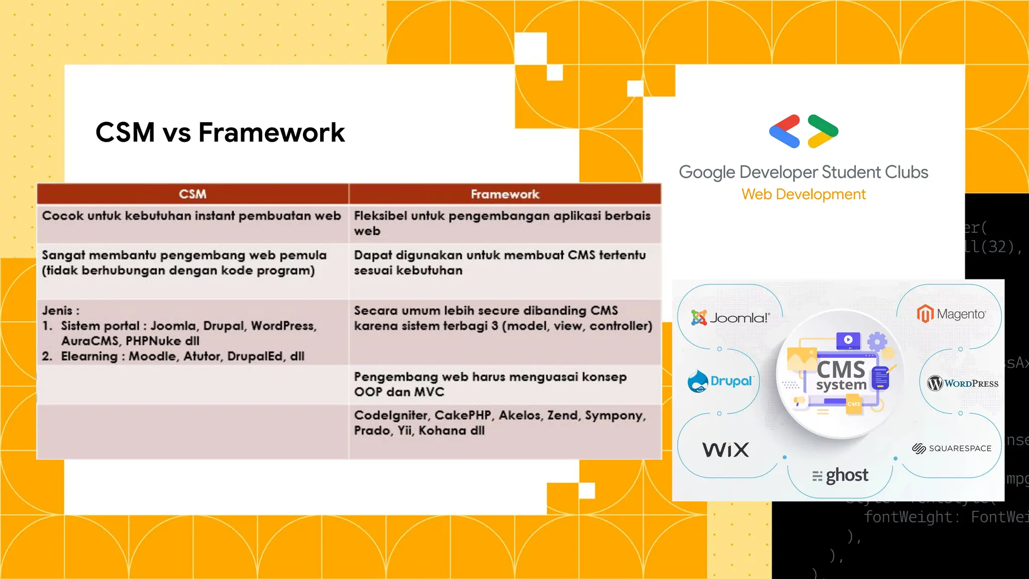 CSM vs Framework
Web Development
 