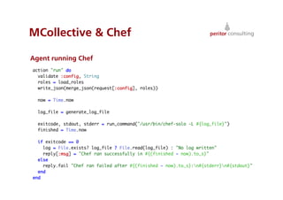 MCollective  Chef

Agent running Chef




                     49
 