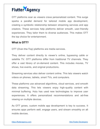 Build Your Own OTT App Like Hulu | Video Streaming Apps | PDF