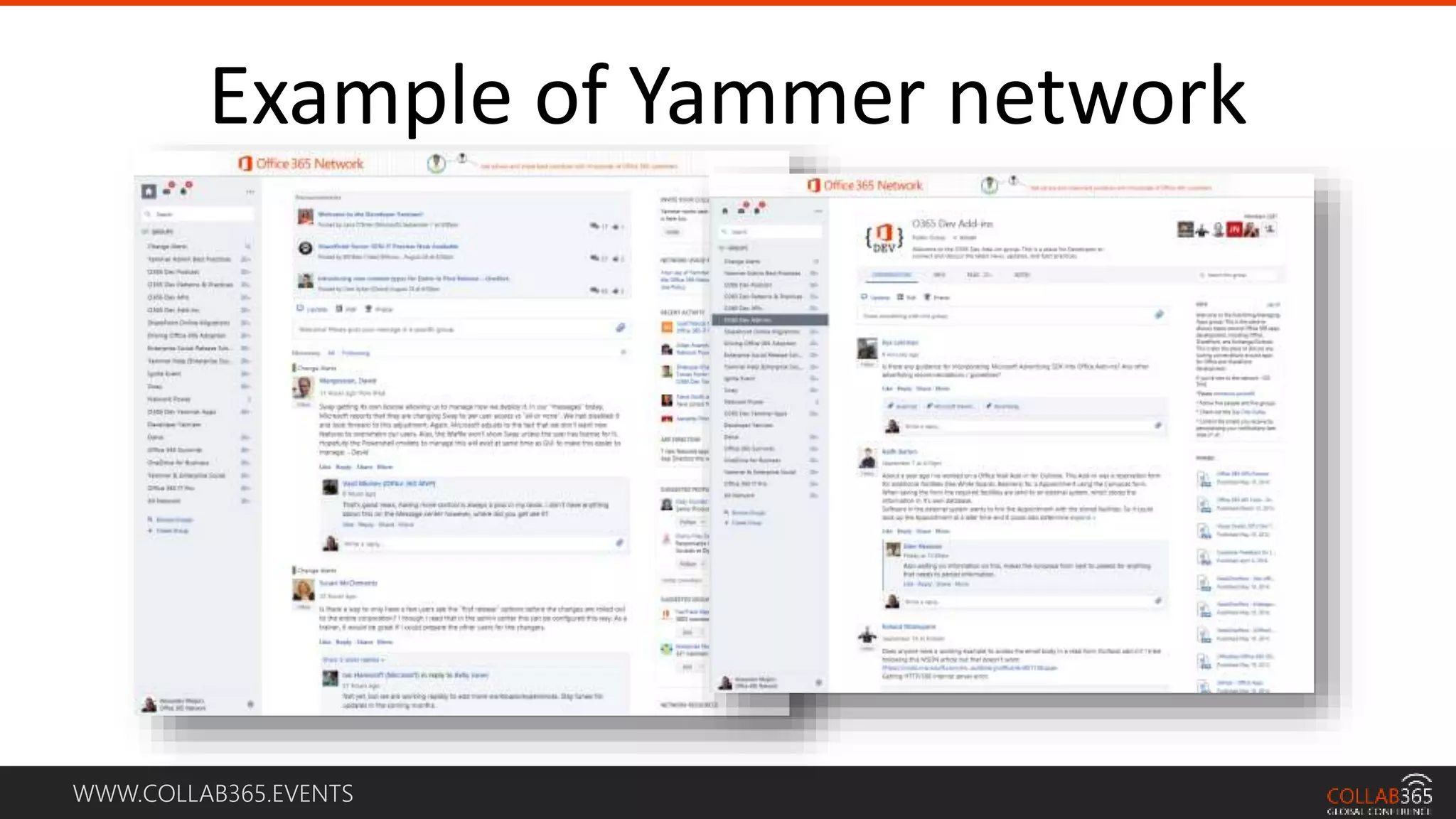 WWW.COLLAB365.EVENTS
Example of Yammer network
 