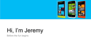 Introduction
Jérémy Alles

2day-app.com

MVP / WPF Disciples

A fast and fluid todo list

jeremy.alles@live.com

Windows P...