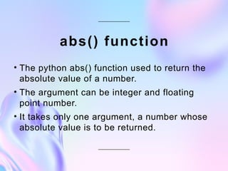 Built-In-function python basics pre defined function | PPTX