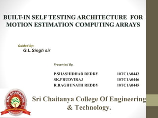 Guided By:-
G.L.Singh sir
Sri Chaitanya College Of Engineering
& Technology.
 