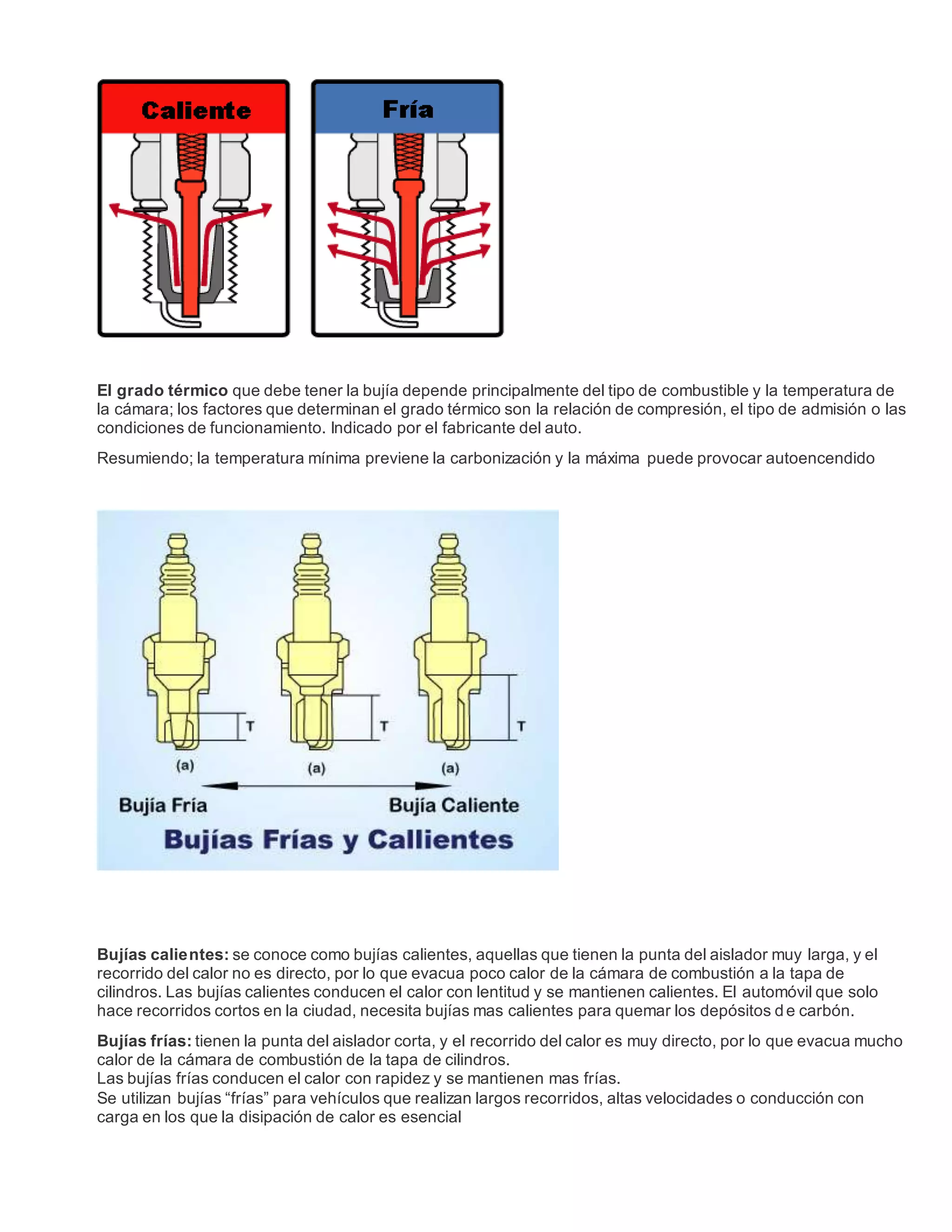 Bujias o calientes