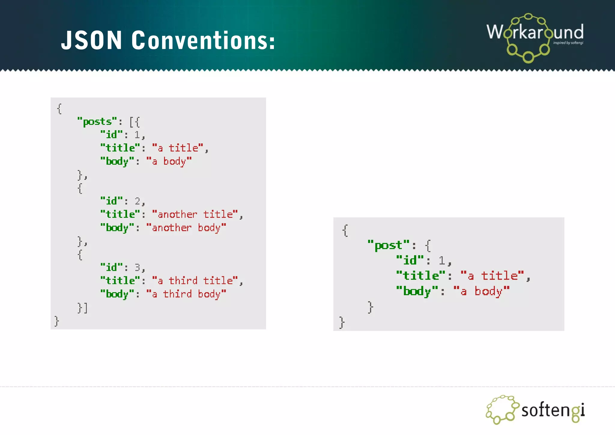JSON Conventions:
 