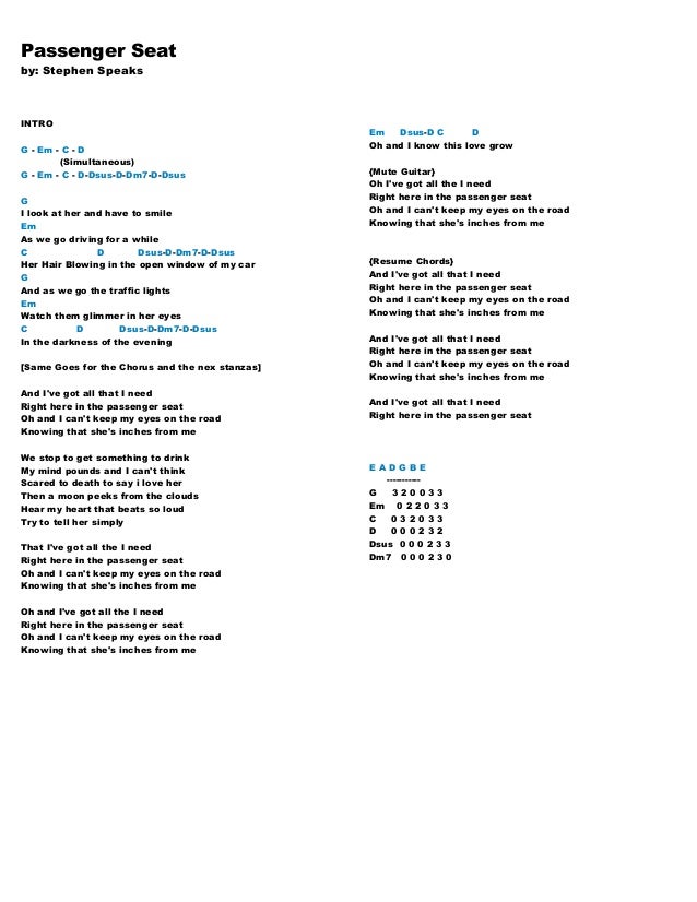 passenger seat lyrics death cab