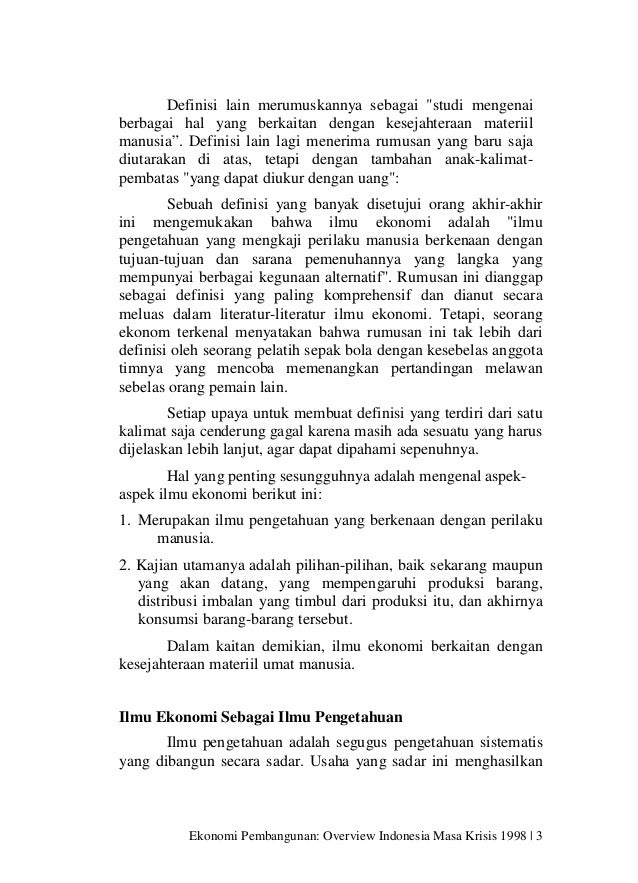 Ekonomi Pembangunan dan Perekonomian Indonesia