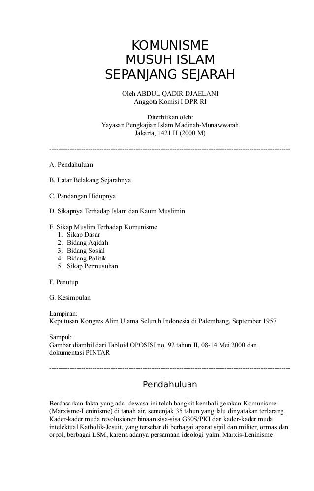 Buku Komunis Musuh Islam