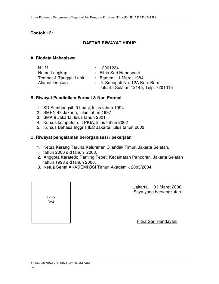 Contoh Biodata Mahasiswa Baru Kumpulan Soal Pelajaran 8